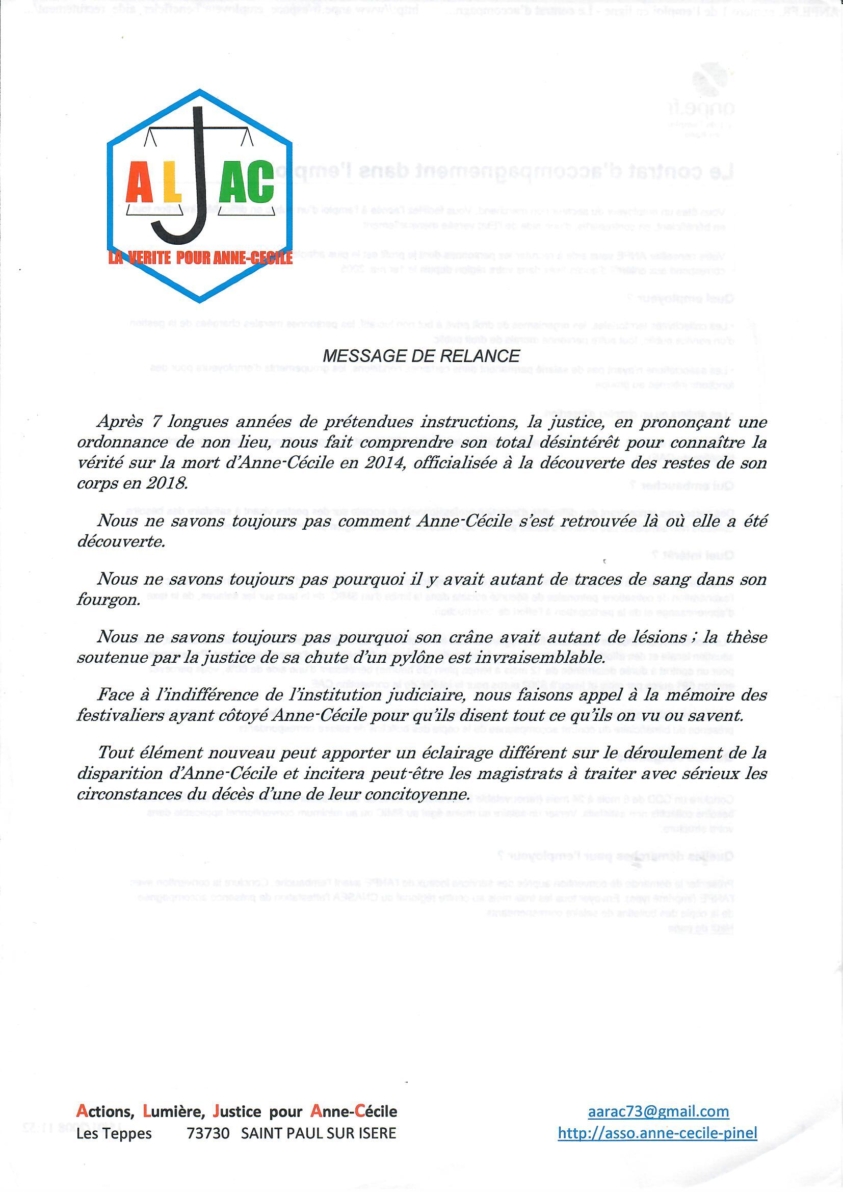 message de relance